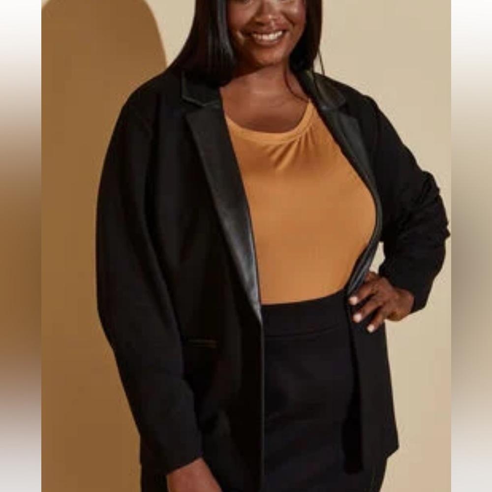 Ashley Stewart Faux leather trimmed Jacket onlyStretch) NWT